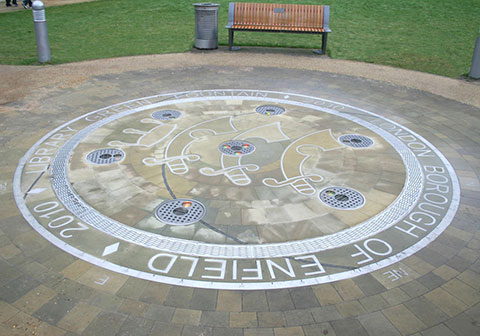 Enfield Library Fountain Stonemasonry Inlays
