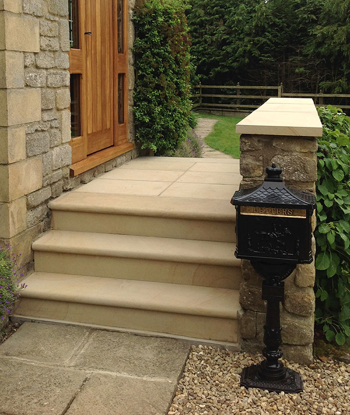New stone steps and risers