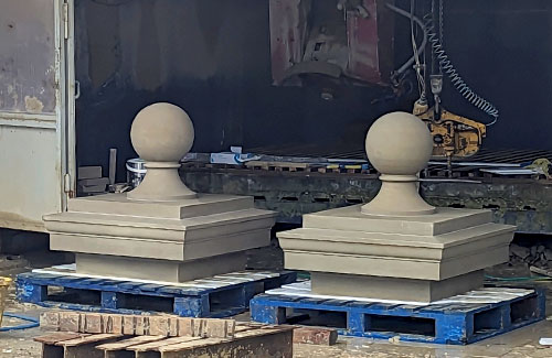 Yorkshire stone pier caps with stone balls